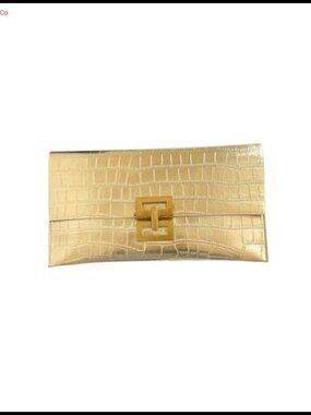 Metallic Faux Leather Crocodile Clutch Evening Bag Envelope Handbag